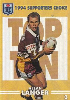 1994 Dynamic Rugby League Series 2 - Top Ten Supporters Choice #S2 Allan Langer Front
